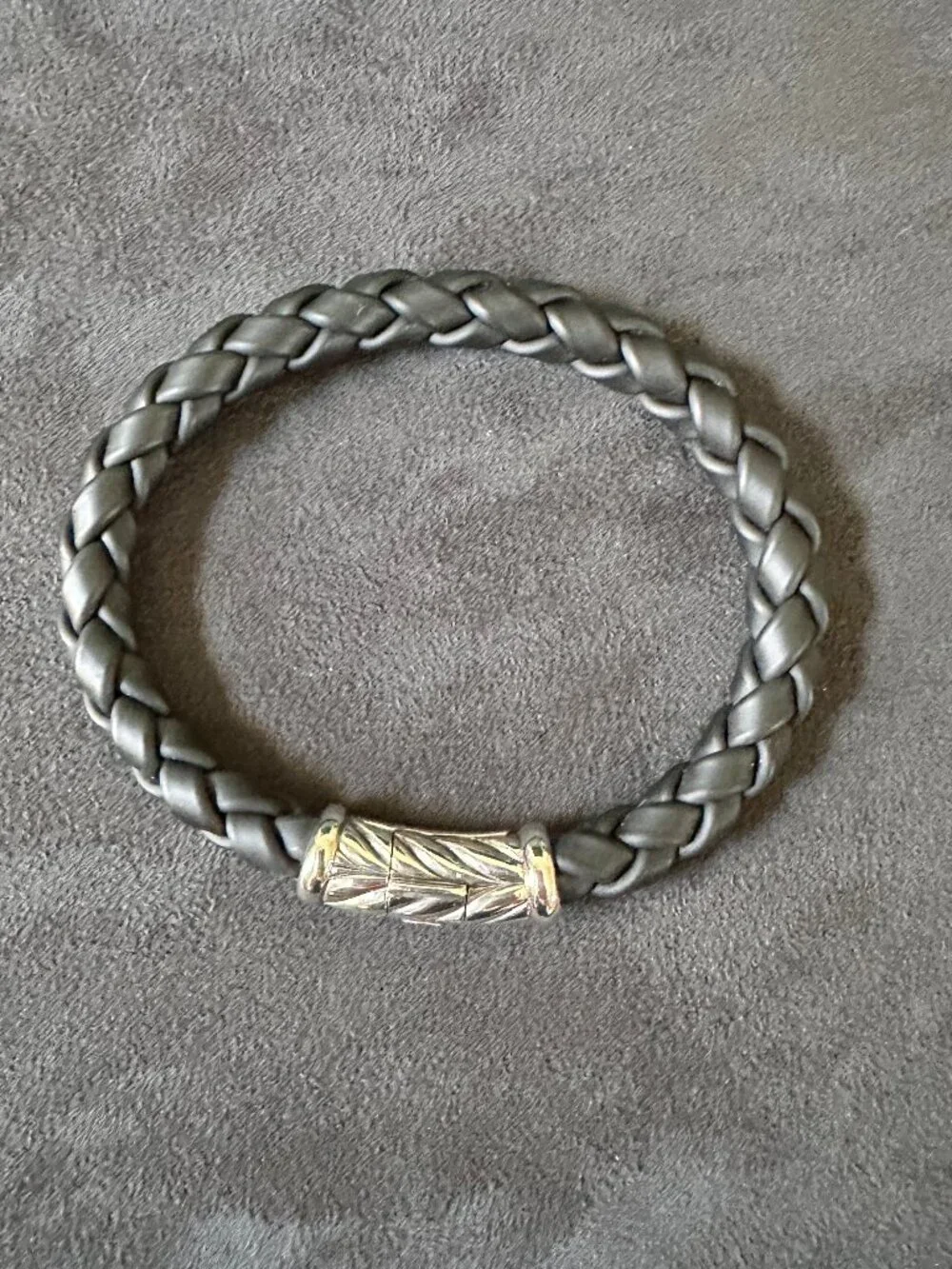 David Yurman Chevron Bracelet in Black Rubber - 8mm - 8.75